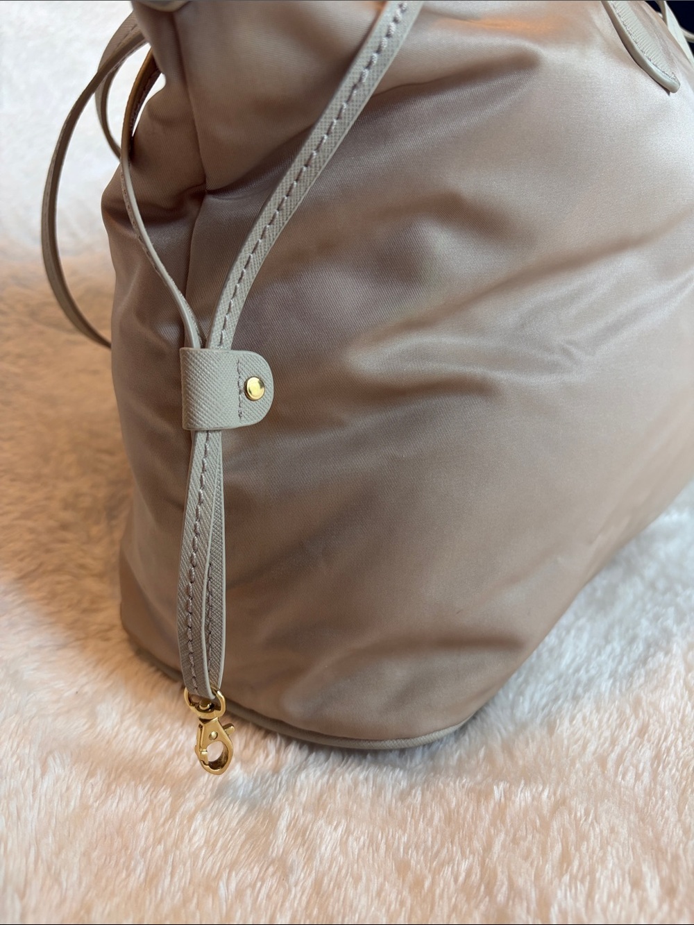 JPK Paris 75 Nylon Tote Bag Beige Taupe Gold Hardware Large Shoulder Bag - Picture 5 of 13